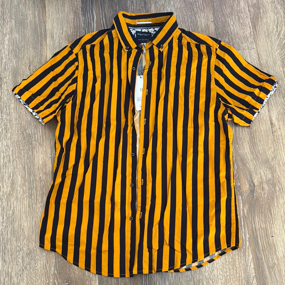 Striped Black and Orange Men's Button down Shirt